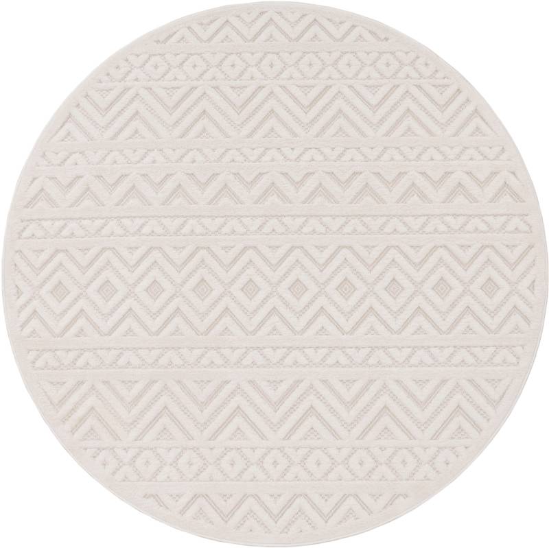 Paco Home Teppich »Livorno 673«, rund, 14 mm Höhe, Uni-Farben, Scandi, Rauten Muster, Hoch-Tief Effekt, Outdoor geeignet von PACO HOME