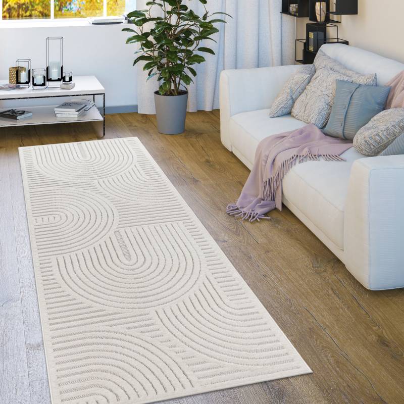 Paco Home Teppich »Livorno 674«, rechteckig, 14 mm Höhe, Uni Farben, moderner Hoch-Tief-Effekt, Scandi-Look, Outdoor geeignet von PACO HOME