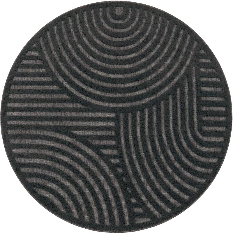 Paco Home Teppich »Livorno 674«, rund, 14 mm Höhe, Uni-Farben, Scandi, Regenbogen, Hoch-Tief Effekt, Outdoor geeignet von PACO HOME
