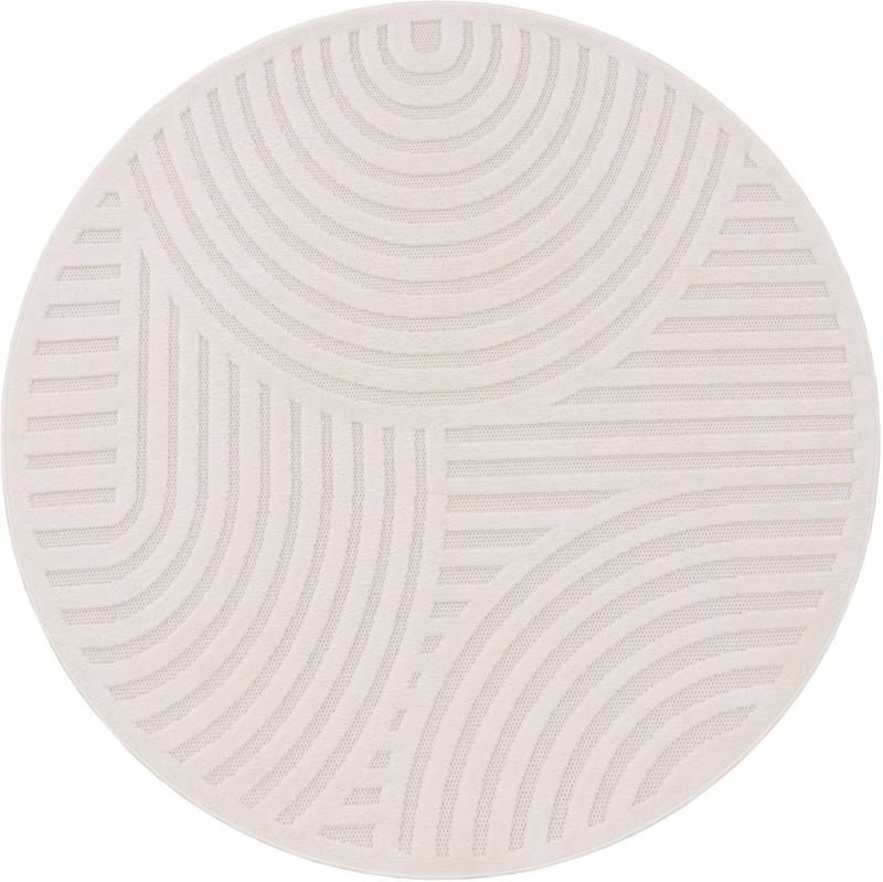 Paco Home Teppich »Livorno 674«, rund, 14 mm Höhe, Uni-Farben, Scandi, Regenbogen, Hoch-Tief Effekt, Outdoor geeignet von PACO HOME