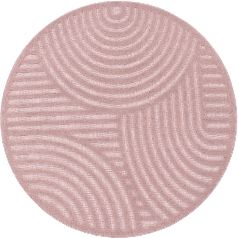 Paco Home Teppich »Livorno 674«, rund, 14 mm Höhe, Uni-Farben, Scandi, Regenbogen, Hoch-Tief Effekt, Outdoor geeignet von PACO HOME