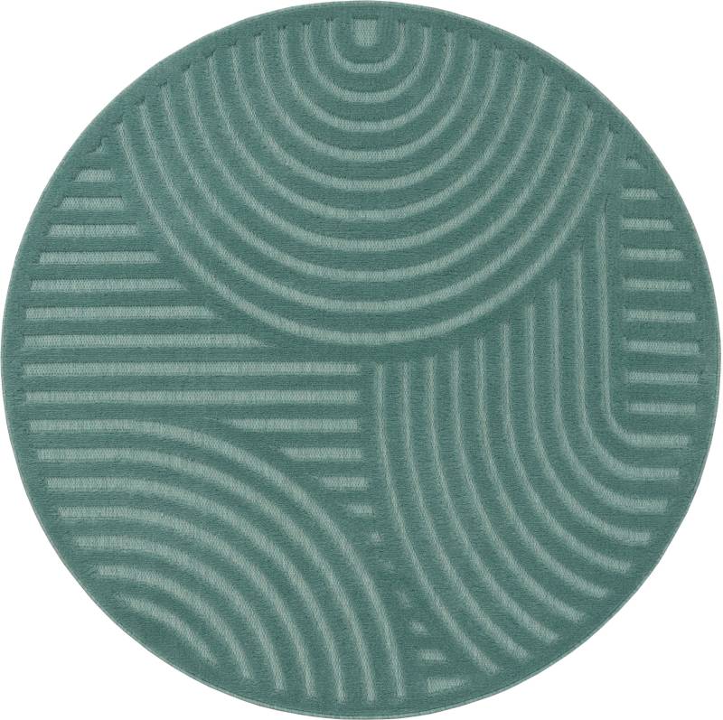 Paco Home Teppich »Livorno 674«, rund, 14 mm Höhe, Uni-Farben, Scandi, Regenbogen, Hoch-Tief Effekt, Outdoor geeignet von PACO HOME
