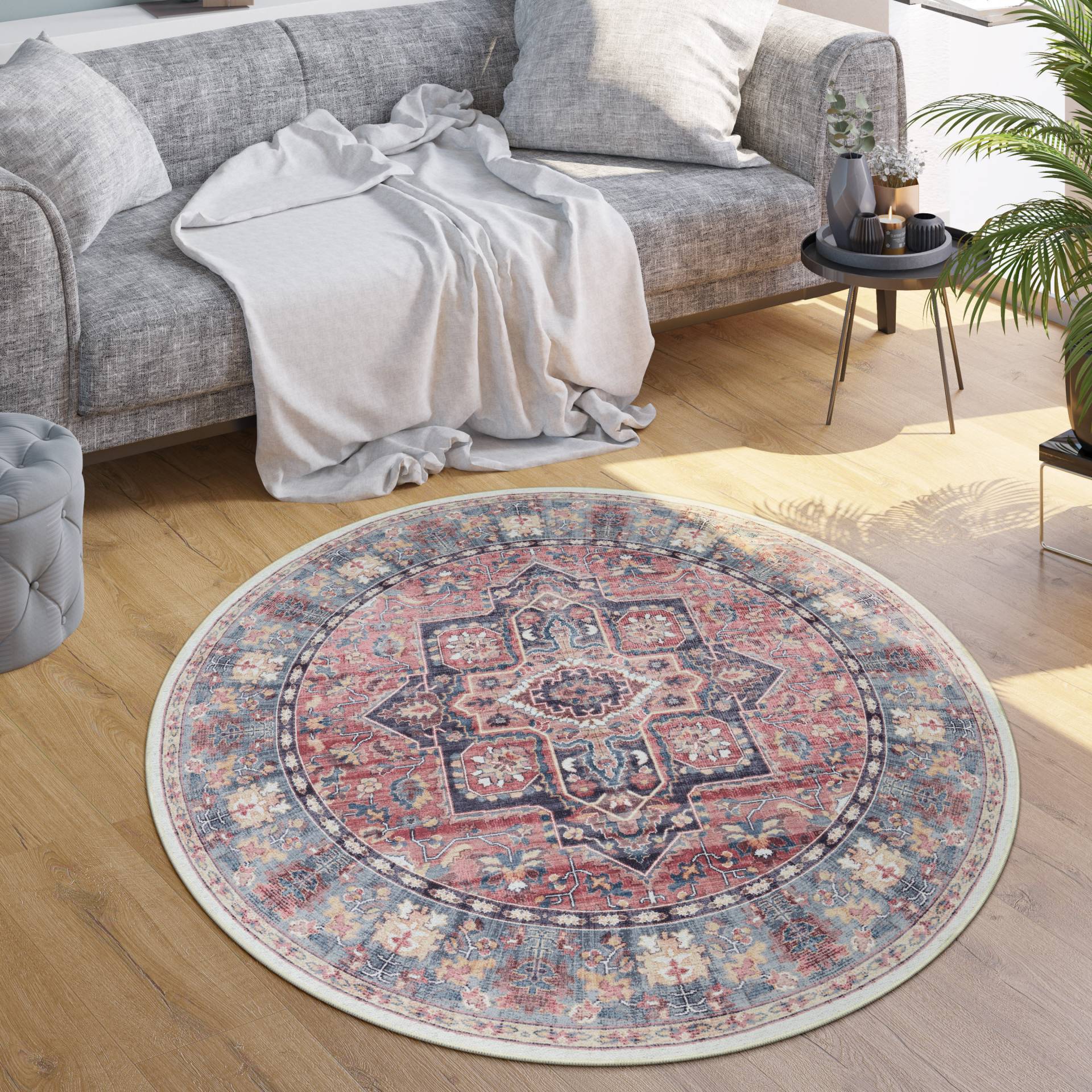Paco Home Teppich »Lyon 334«, rund, 4 mm Höhe, Kurzflor, Orient-Optik, Vintage Design, waschbar Paco Home Teppich »Lyon 334«, rund, 4 mm Höhe, Kurzflor, Orient-Optik, Vintage Design, waschbar von PACO HOME