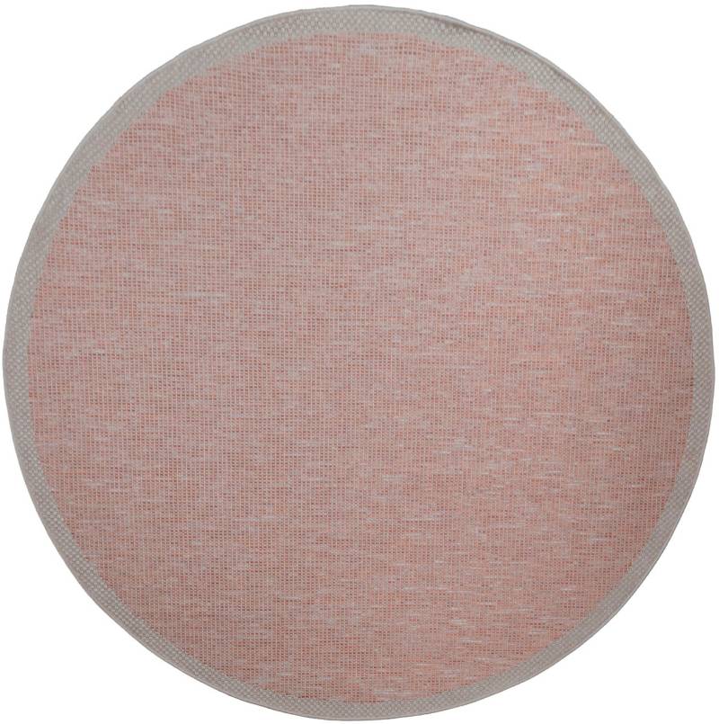 Paco Home Teppich »Quebec 135«, rund, 4 mm Höhe, Flachgewebe, meliert, mit Bordüre, In- und Outdoor geeignet von PACO HOME