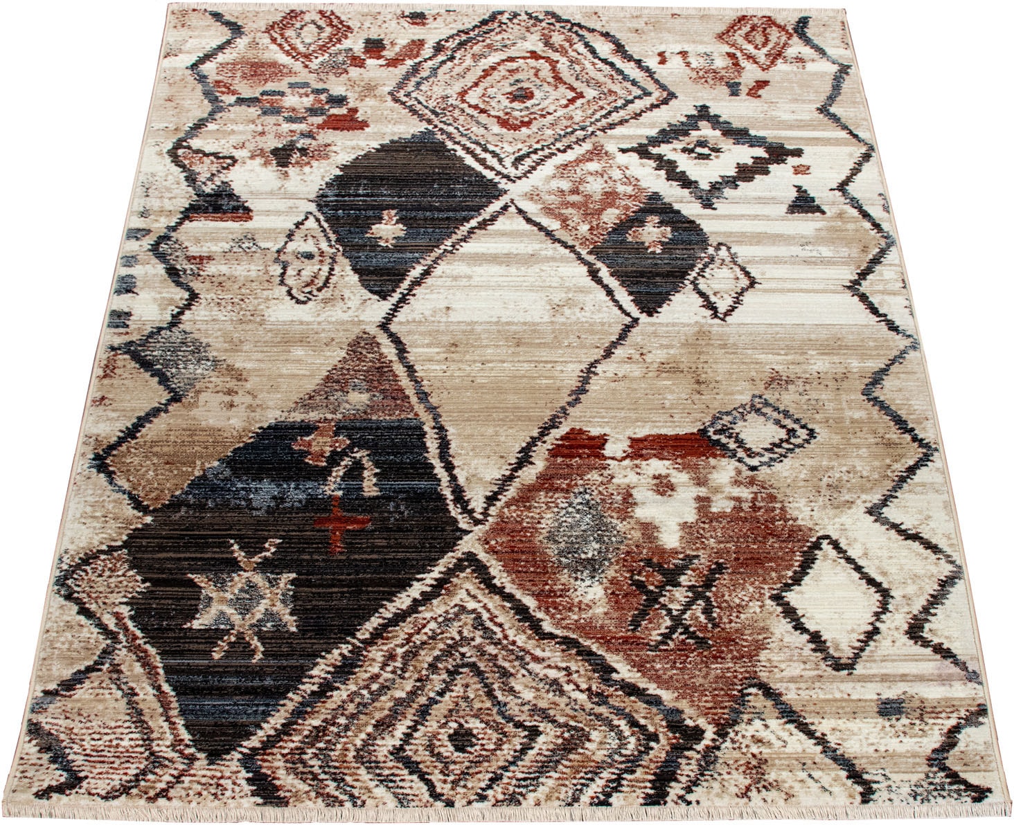 Paco Home Teppich »Sena 456«, rechteckig, 11 mm Höhe, Kurzflor, modern gemustert, mit Fransen Paco Home Teppich »Sena 456«, rechteckig, 11 mm Höhe, Kurzflor, modern gemustert, mit Fransen von PACO HOME