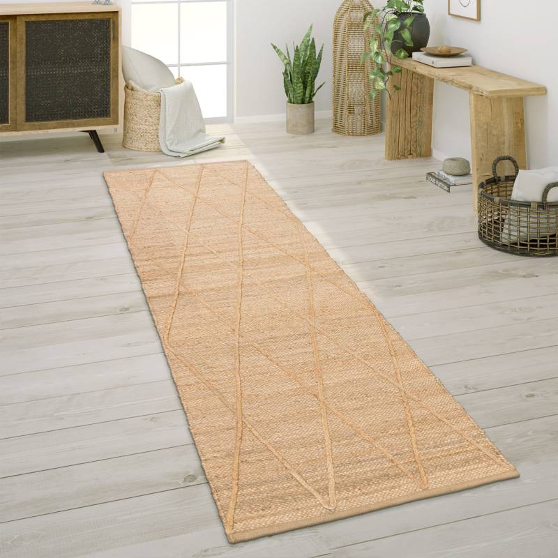 Paco Home Teppich »Skive 685«, rechteckig, 13 mm Höhe, handgeflochten, Rauten Muster, Naturfaser, auch als Läufer von PACO HOME