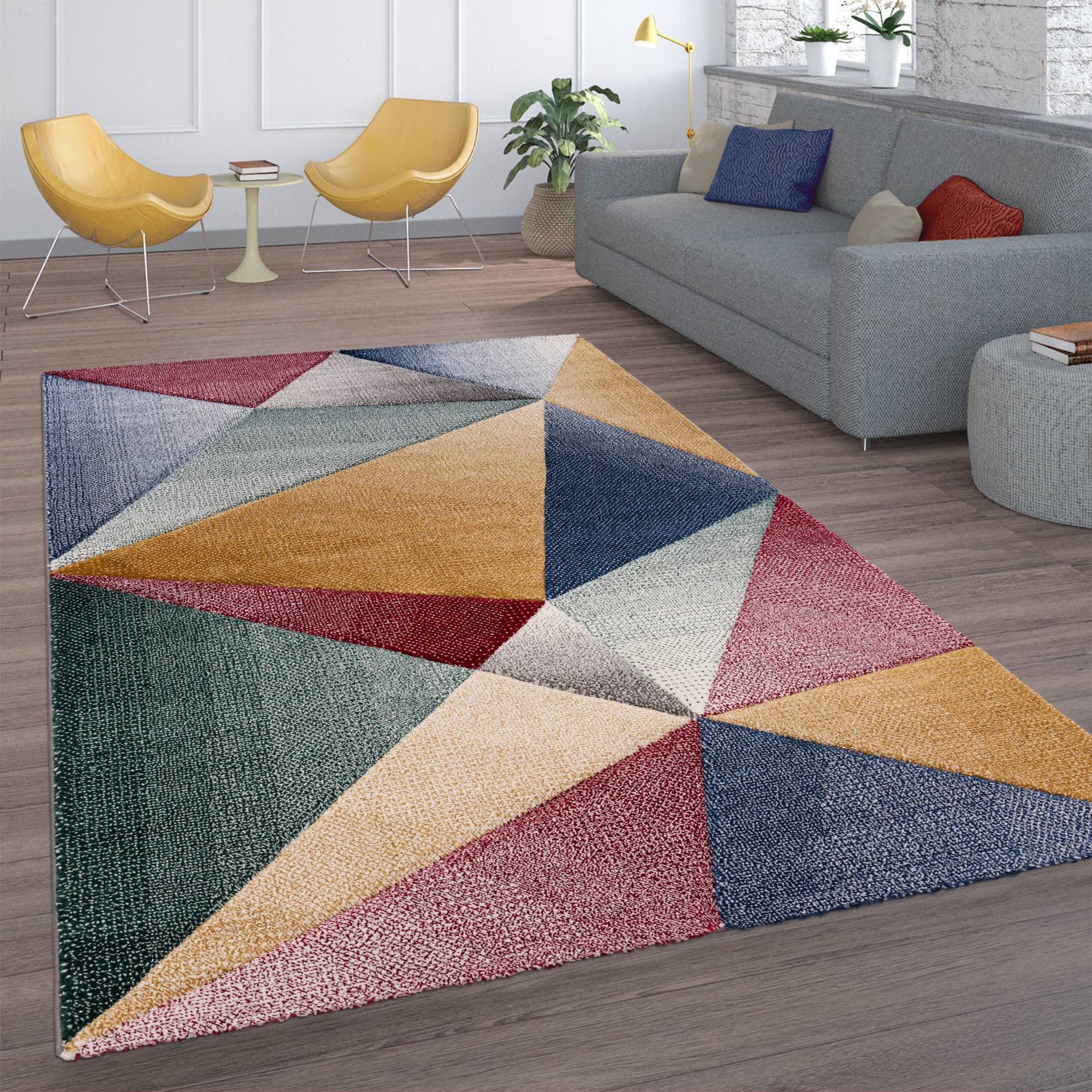 Paco Home Teppich »Smaragd 762«, rechteckig, 17 mm Höhe, Kurzflor, modernes geometrisches Design, Wohnzimmer, Schlafzimmer Paco Home Teppich »Smaragd 762«, rechteckig, 17 mm Höhe, Kurzflor, modernes geometrisches Design, Wohnzimmer, Schlafzimmer von PACO HOME