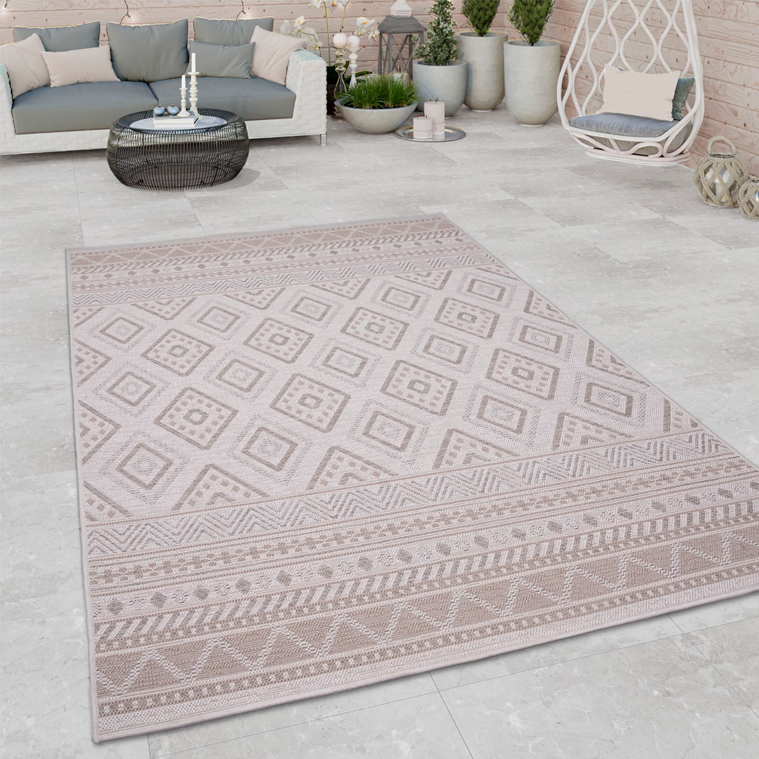 Paco Home Teppich »Vermont 184«, rechteckig, 4 mm Höhe, Flachgewebe, modernes Design mit Rauten, gesteift, Outdoor geeignet Paco Home Teppich »Vermont 184«, rechteckig, 4 mm Höhe, Flachgewebe, modernes Design mit Rauten, gesteift, Outdoor geeignet von PACO HOME