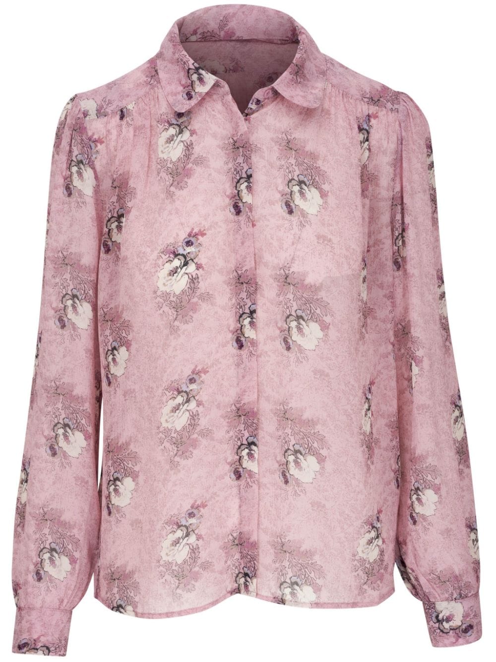 PAIGE floral-print semi-sheer silk shirt - Pink von PAIGE
