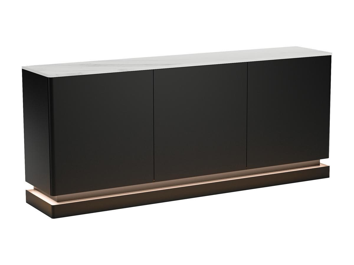 Sideboard Mit 3 Türen - Mit Led-beleuchtung - Mdf - Schwarz &e Marmor-optik - Devika Von Pascal Morabito Unisex Schwarz ONE SIZE von PASCAL MORABITO