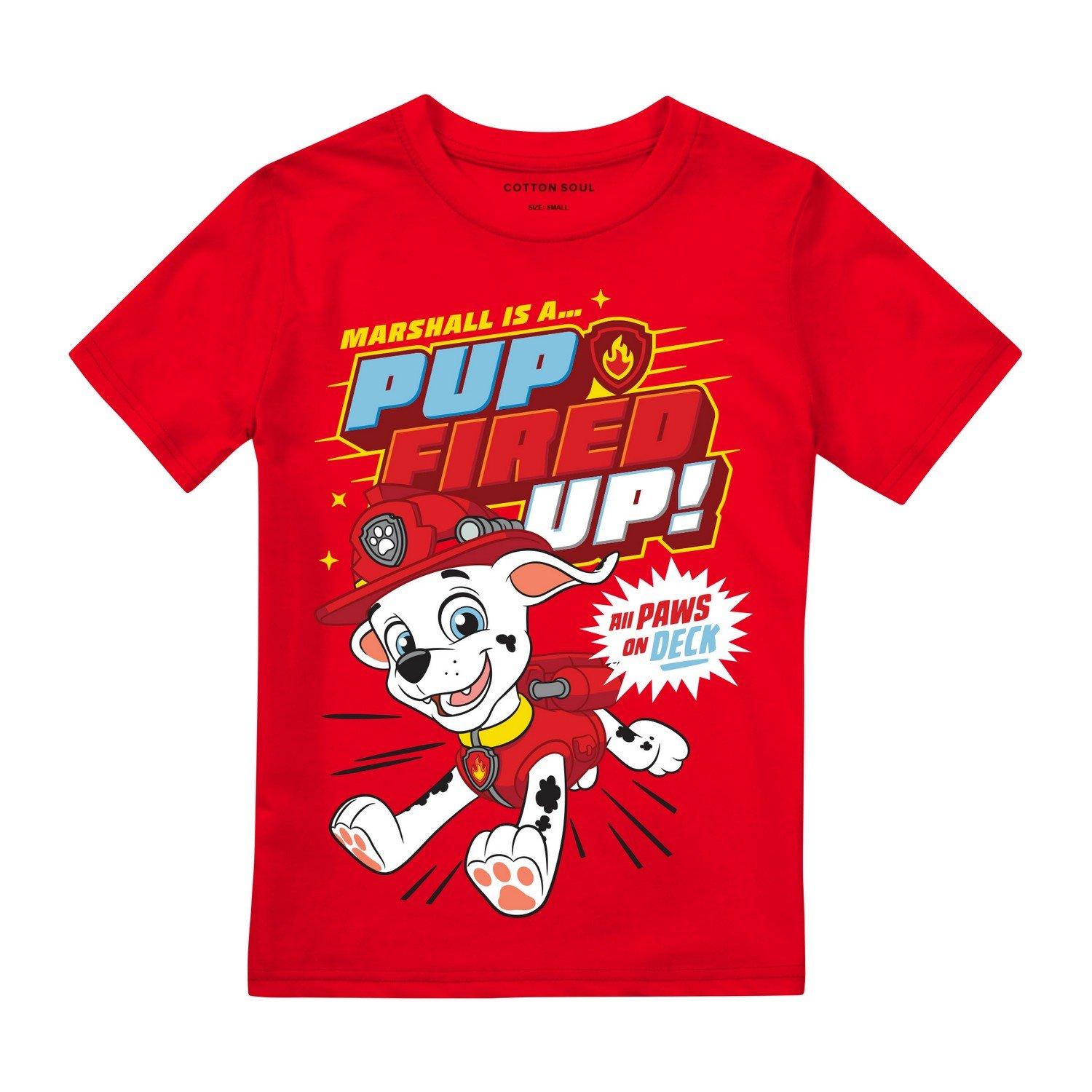 Pup Fired Up Tshirt Jungen Rot Bunt 128 von PAW PATROL