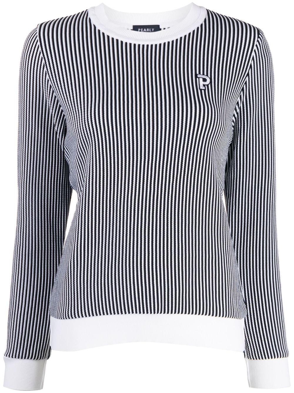 PEARLY GATES crew neck striped sweater - White von PEARLY GATES