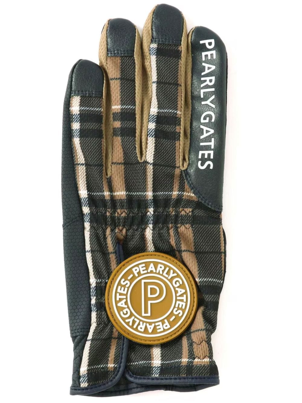 PEARLY GATES logo-appliqué plaid gloves - Black von PEARLY GATES