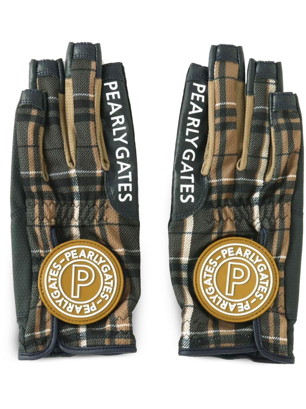 PEARLY GATES logo-appliqué plaid gloves - Neutrals von PEARLY GATES