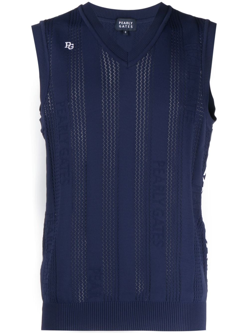 PEARLY GATES logo-jacquard V-neck knitted vest - Blue von PEARLY GATES