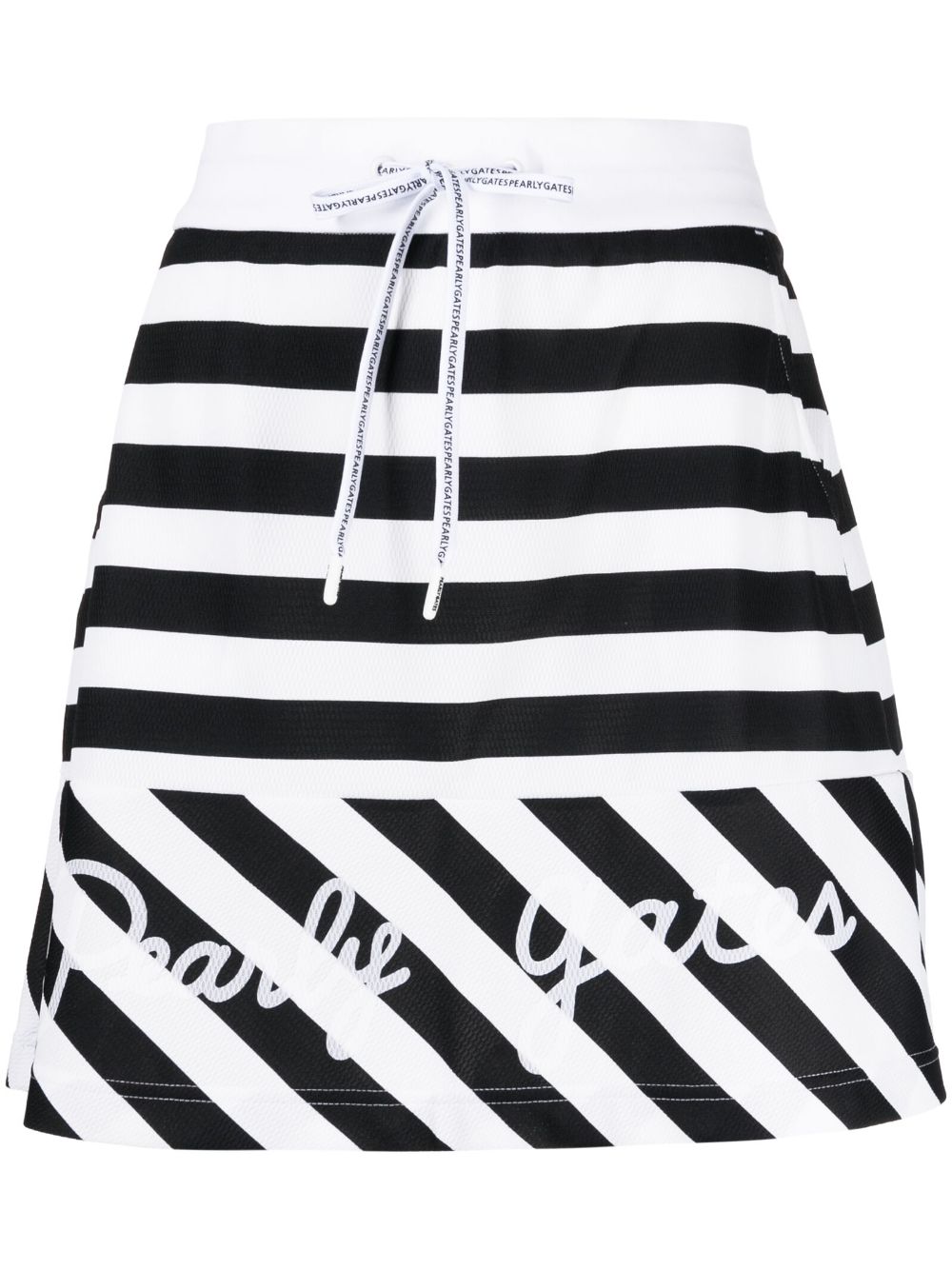 PEARLY GATES logo-print striped miniskirt - Black von PEARLY GATES