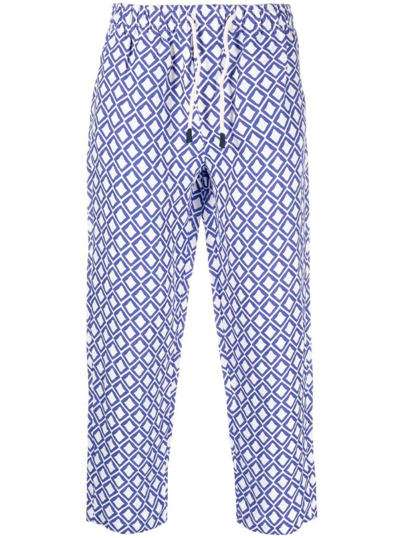 PENINSULA SWIMWEAR patterned cropped linen trousers - Blue von PENINSULA SWIMWEAR