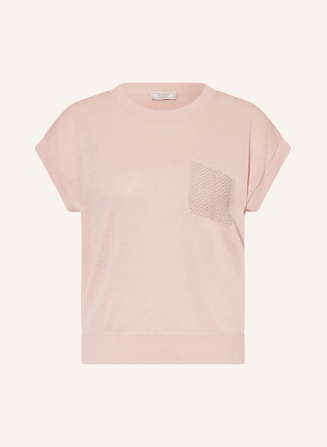 Peserico Strickshirt Mit Leinen Und Schmuckperlen rosa Peserico Strickshirt Mit Leinen Und Schmuckperlen rosa von PESERICO