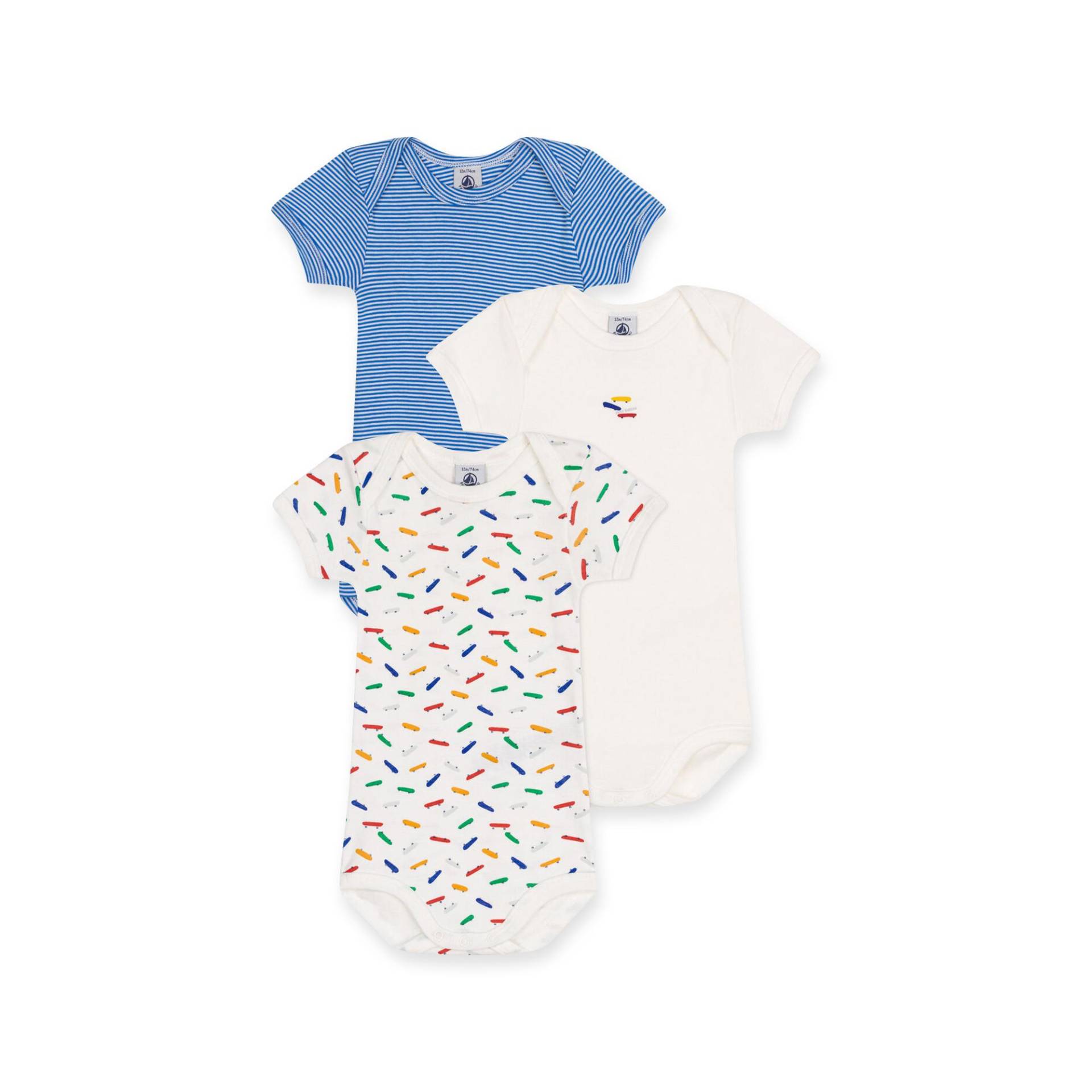 Triopack, Bodys, Kurzarm Unisex Multicolor 12 mese von PETIT BATEAU