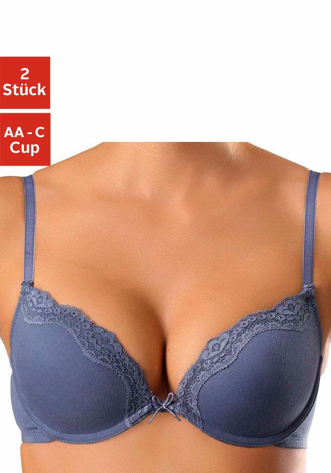 petite fleur Push-up-BH, (Packung, 2 Stück), mit Bügel und feinem Spitzenband von PETITE FLEUR