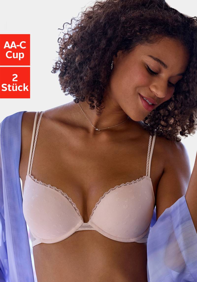 petite fleur Push-up-BH, aus süssem Herzchen-Mesh mit edlen Spaghettiträgern, sexy Dessous von PETITE FLEUR