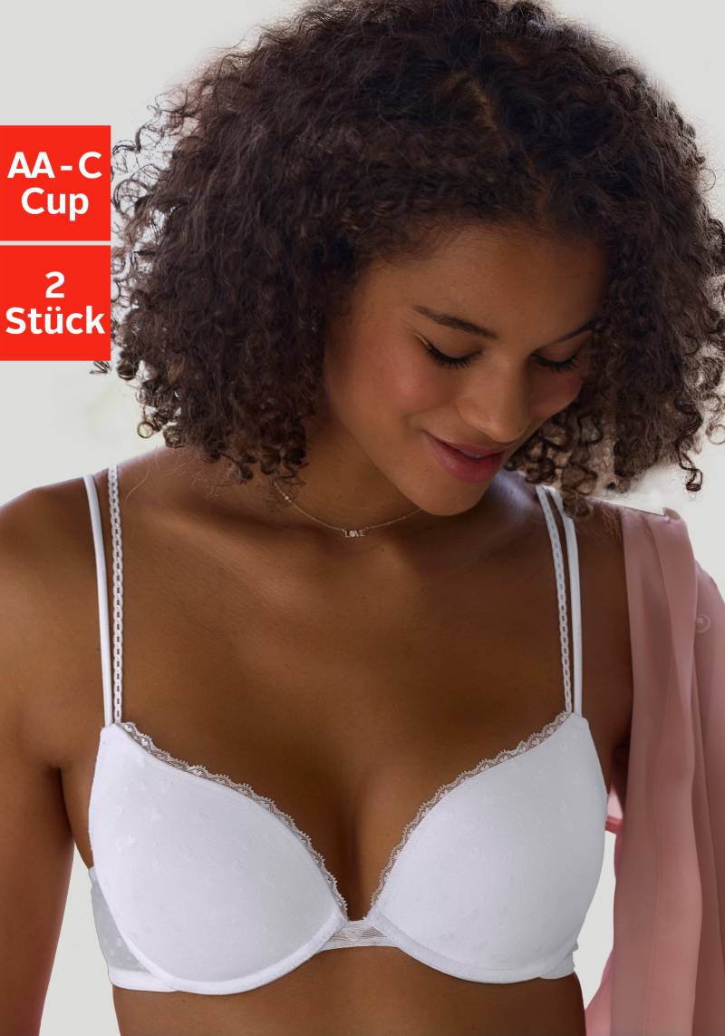 petite fleur Push-up-BH, aus süssem Herzchen-Mesh mit edlen Spaghettiträgern, sexy Dessous von PETITE FLEUR