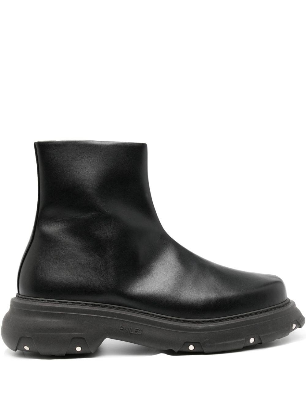 PHILEO Trucker leather ankle boots - Black von PHILEO