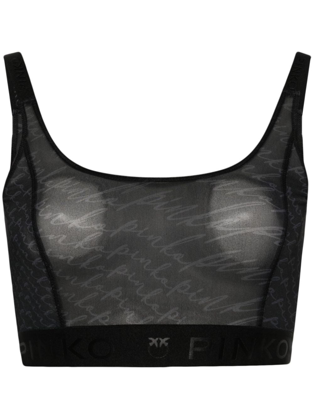 PINKO Bookmark sheer sports bra - Black von PINKO