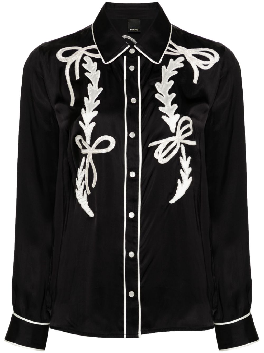 PINKO Chips embroidered satin shirt - Black von PINKO