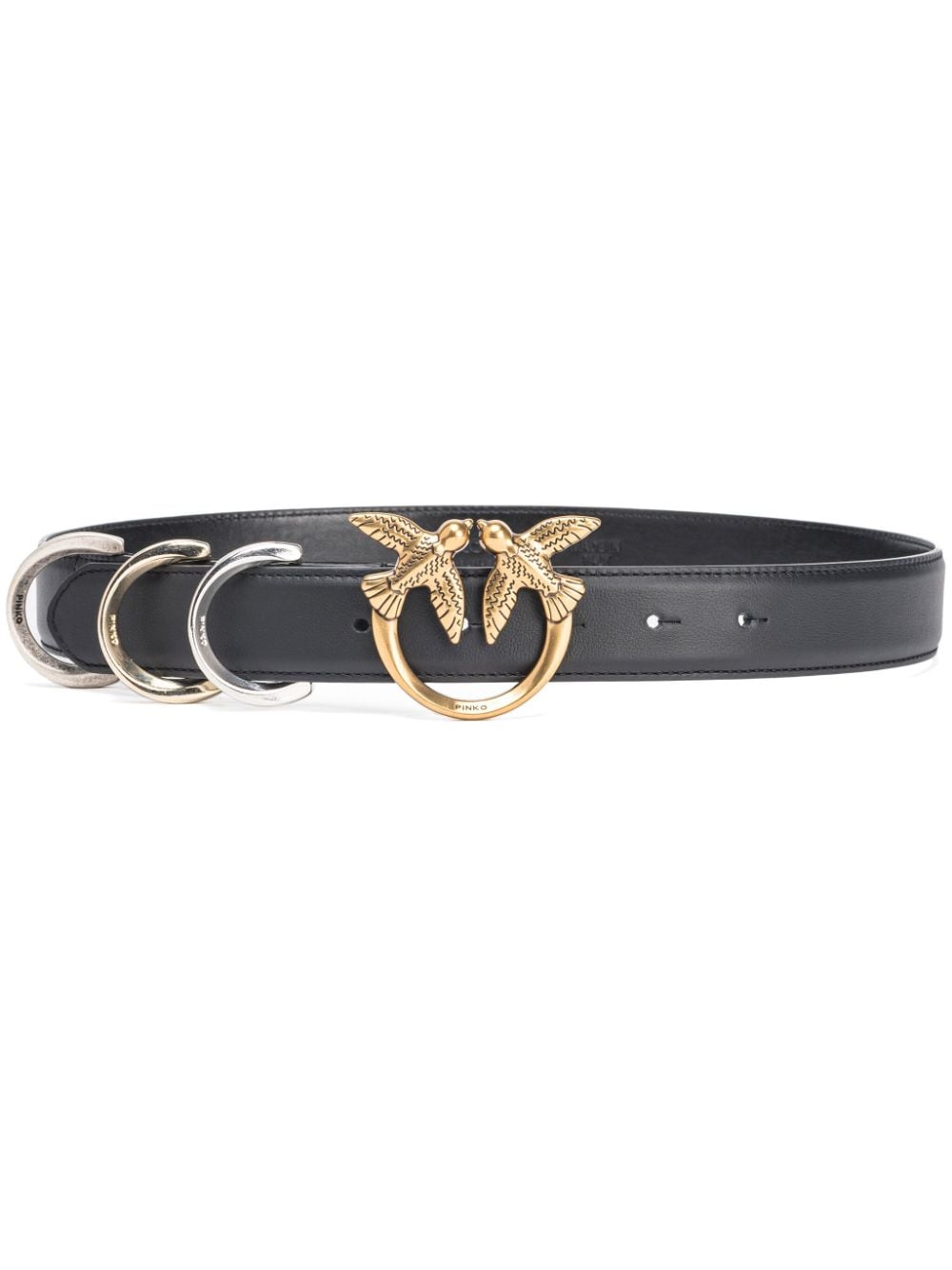 PINKO Love Birds-buckle leather belt - Black von PINKO