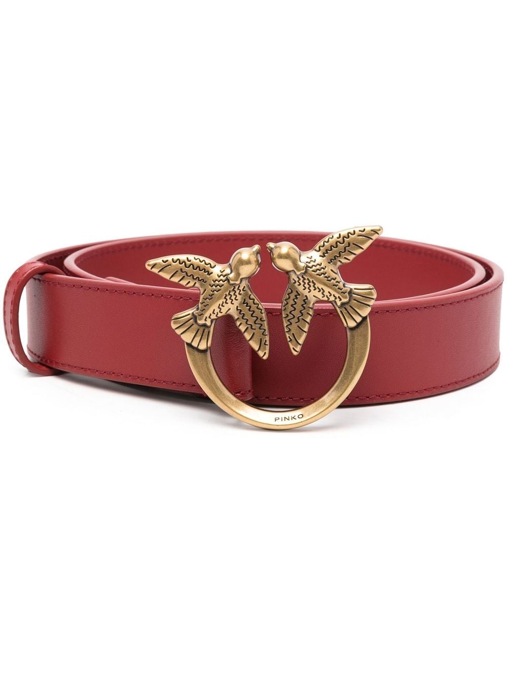 PINKO Love Birds-buckle leather belt - Red von PINKO