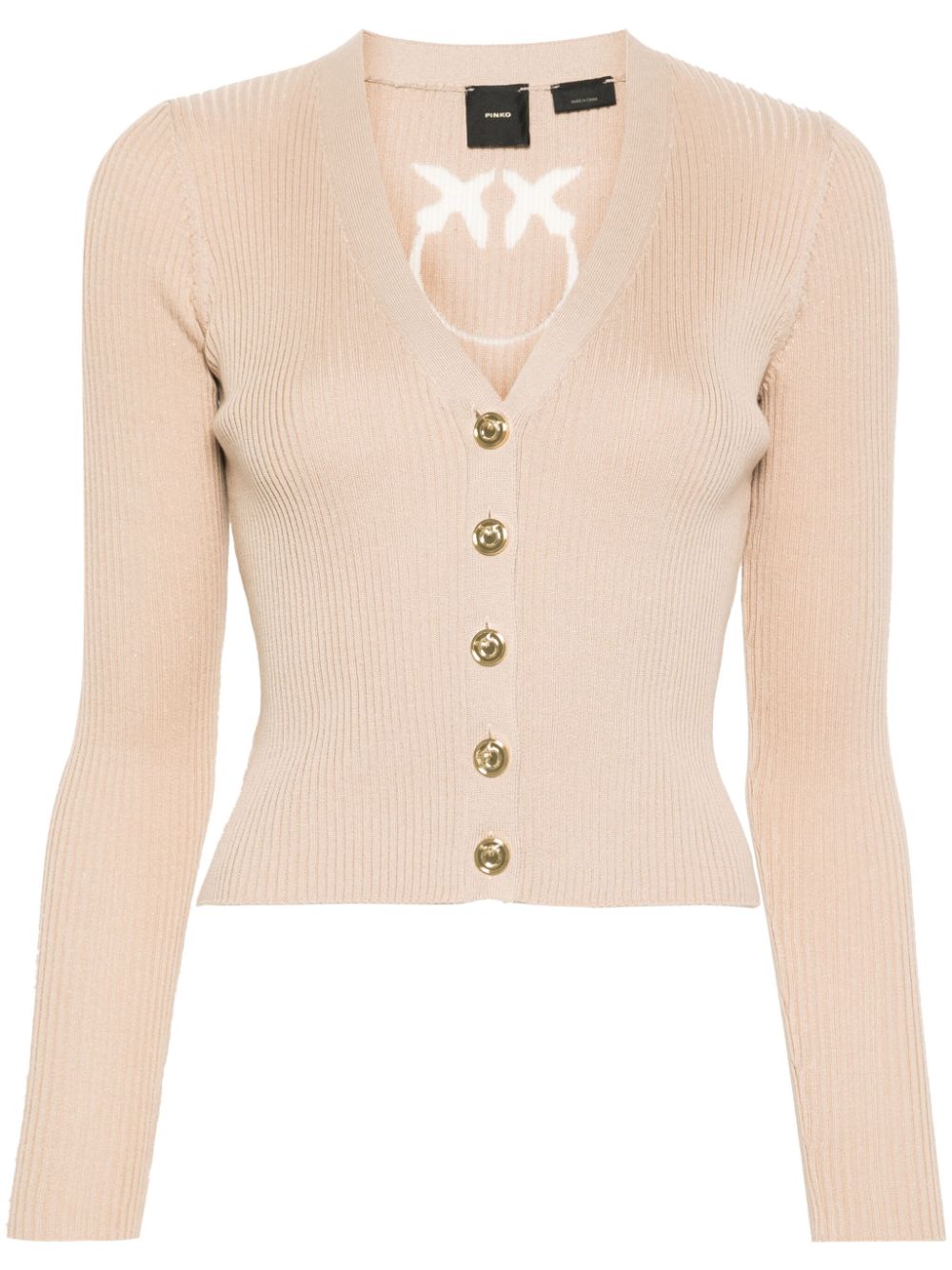 PINKO Love Birds-contrasting logo cardigan - Neutrals von PINKO