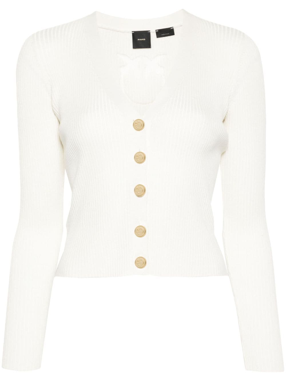 PINKO Love Birds-contrasting logo cardigan - White von PINKO