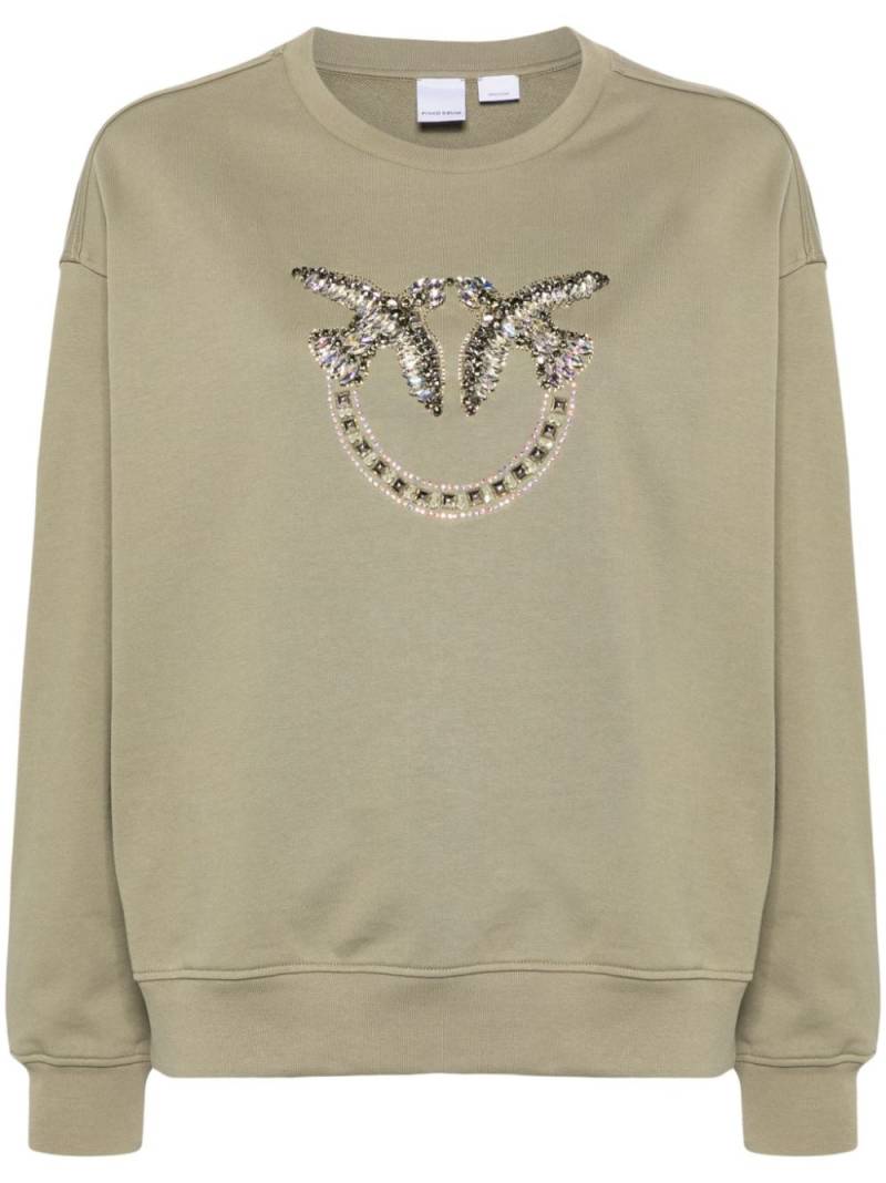 PINKO Love Birds embellished sweatshirt - Green von PINKO