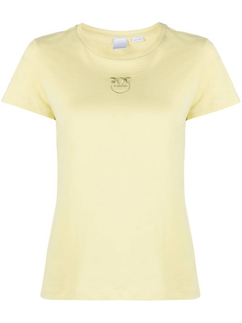 PINKO Love Birds-embroidered cotton T-shirt - Yellow von PINKO