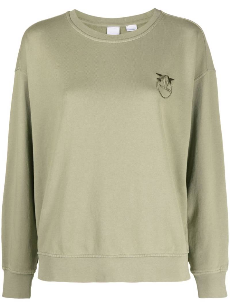 PINKO Love Birds embroidered cotton sweatshirt - Green von PINKO