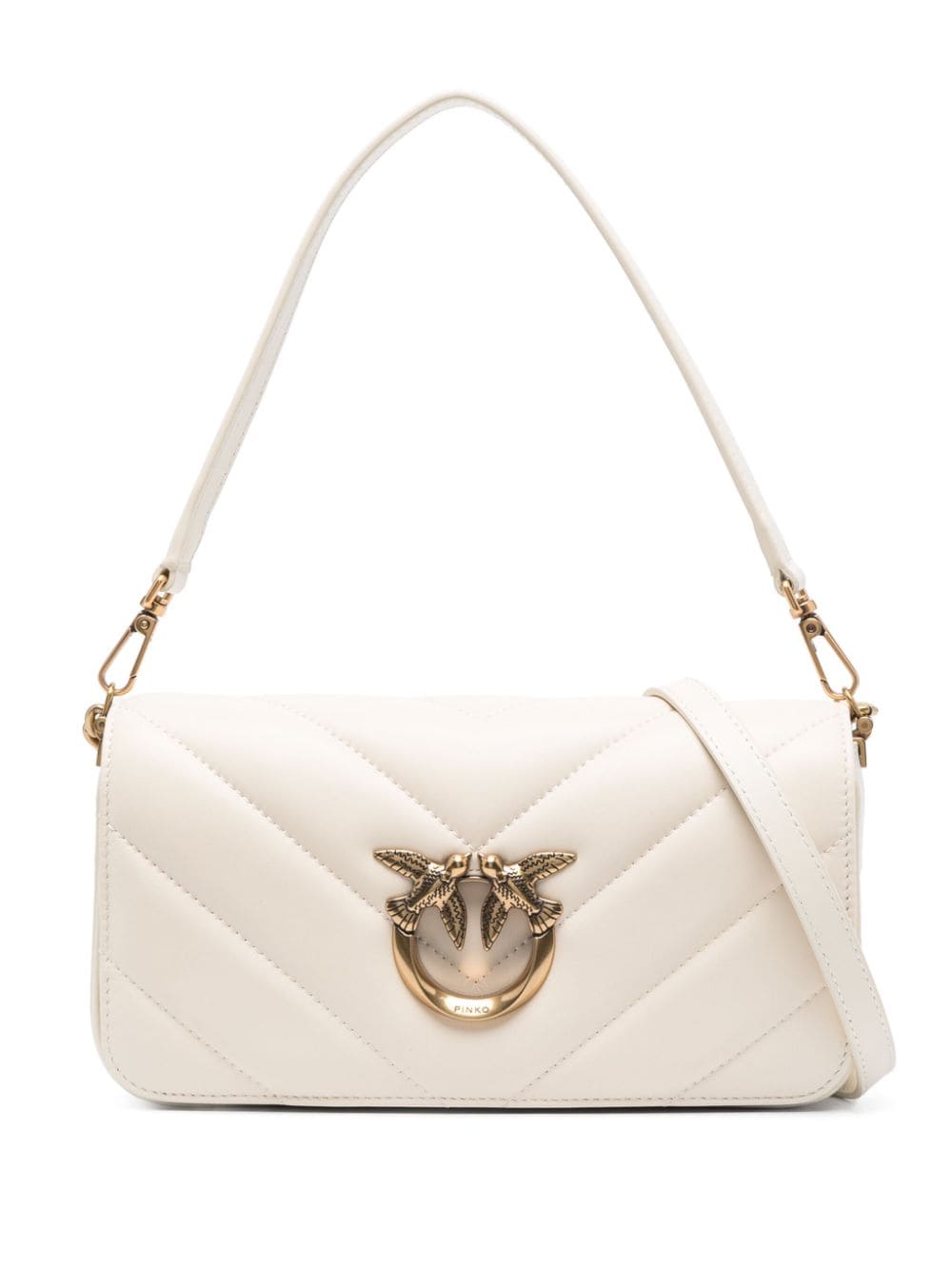 PINKO Love Birds quilted leather bag - Neutrals von PINKO