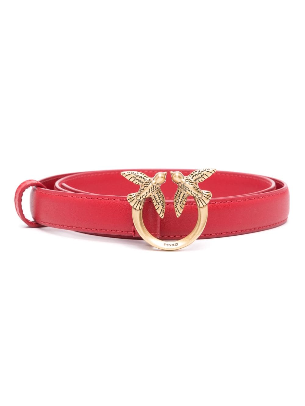 PINKO Love Birds thin leather belt - Red von PINKO