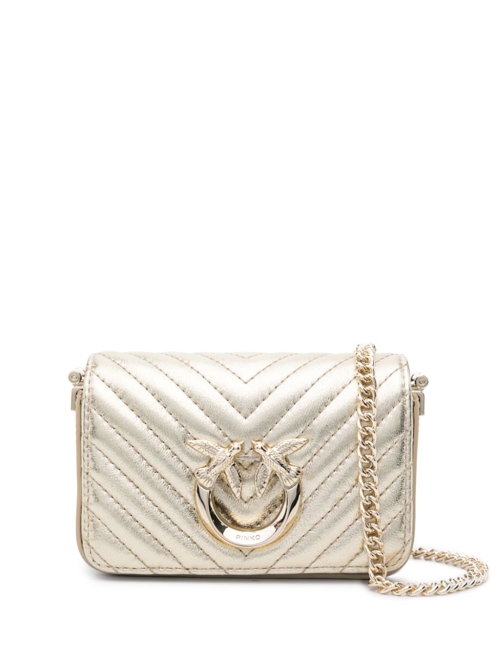 PINKO Love Click chevron crossbody bag - Gold von PINKO