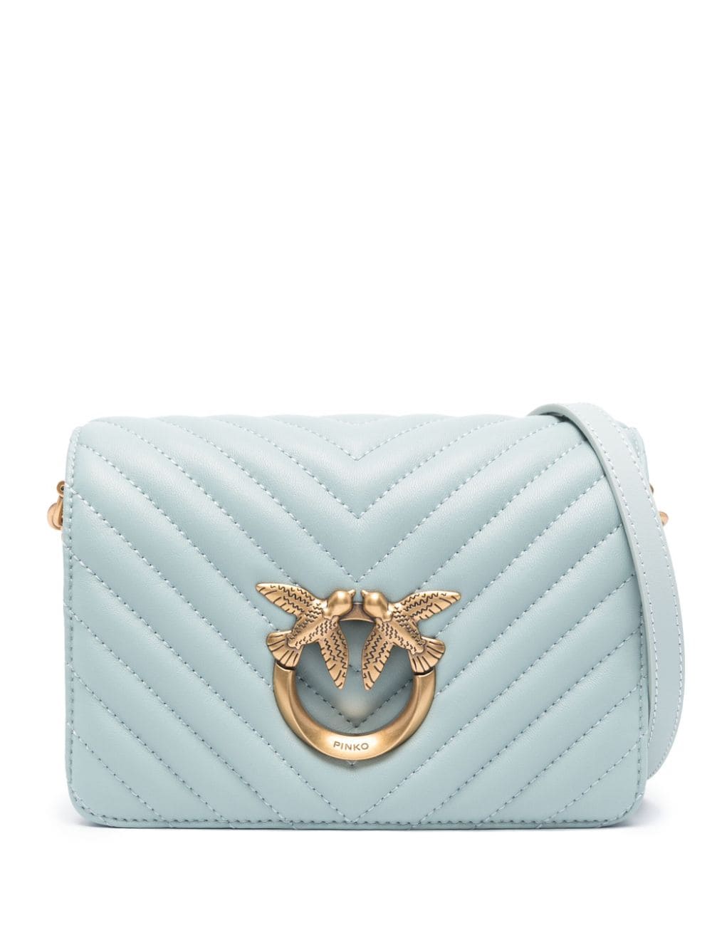 PINKO Love Click leather crossbody bag - Blue von PINKO