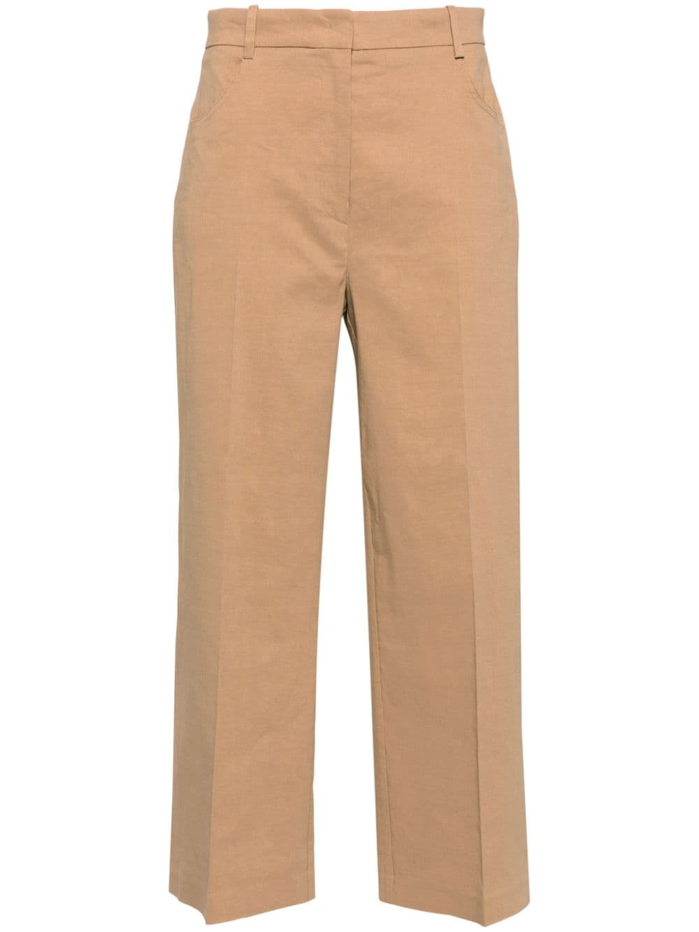 PINKO Protesilao linen blend cropped trousers - Brown von PINKO