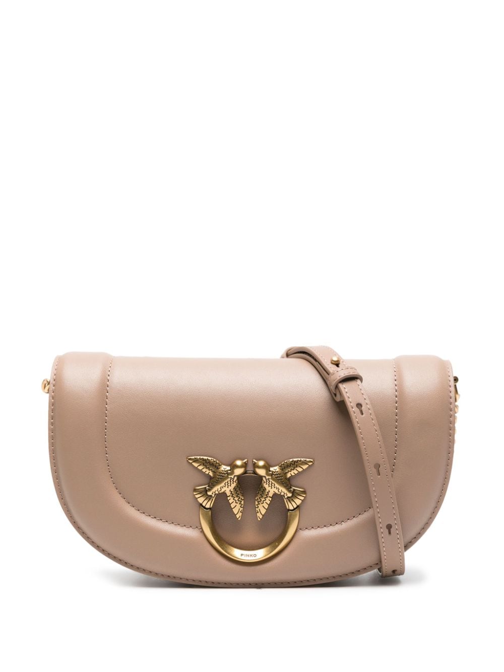 PINKO Round Click leather shoulder bag - Neutrals von PINKO