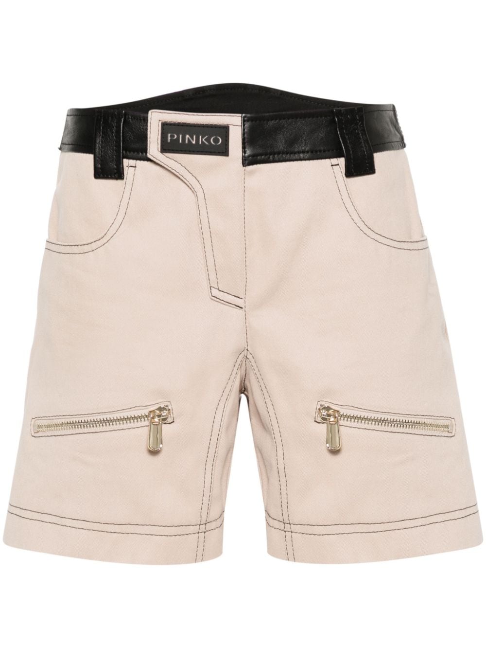 PINKO Scilla panelled-leather shorts - Neutrals von PINKO