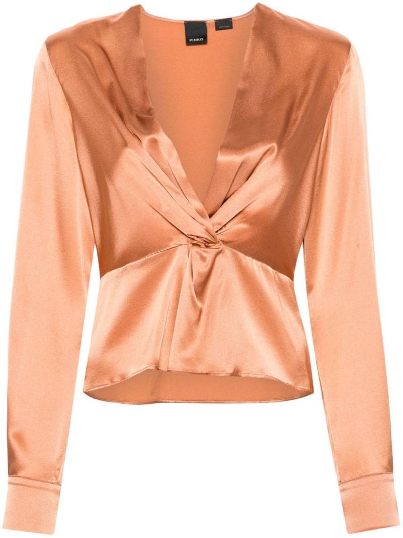 PINKO V-neck satin blouse - Brown von PINKO