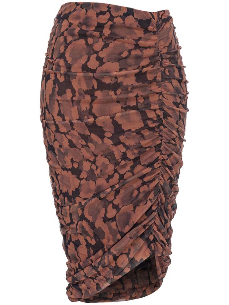 PINKO abstract-print ruched skirt - Brown von PINKO