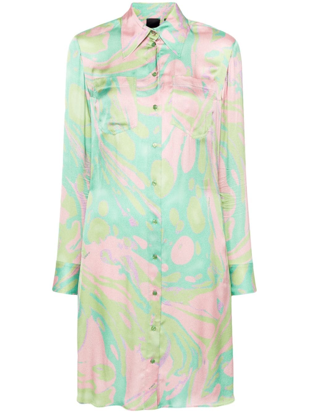 PINKO abstract-print satin shirtdress - Green von PINKO