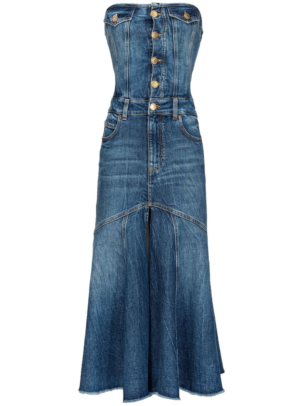 PINKO bandeau-style denim dress - Blue von PINKO