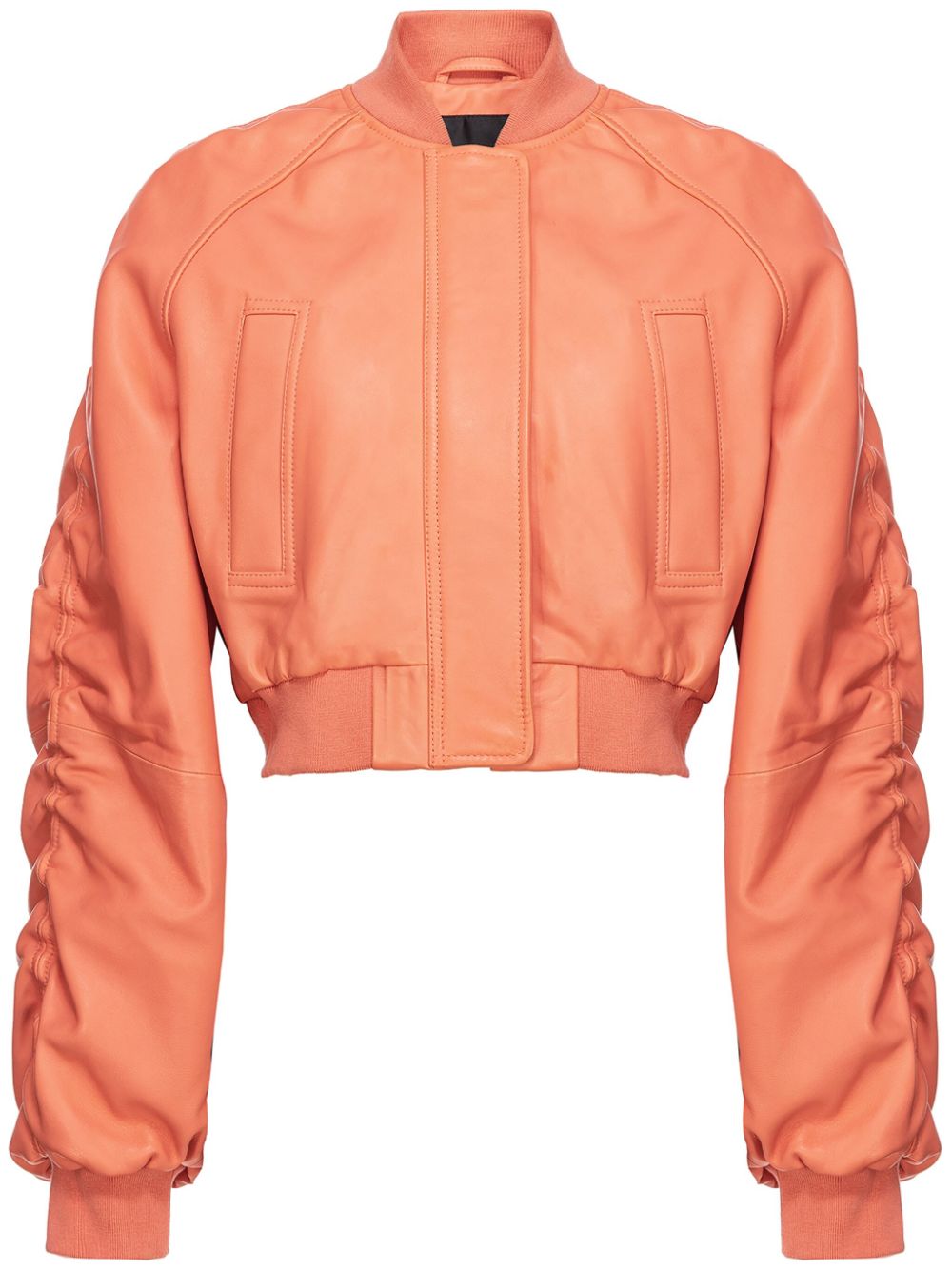 PINKO cropped leather bomber jacket - Orange von PINKO