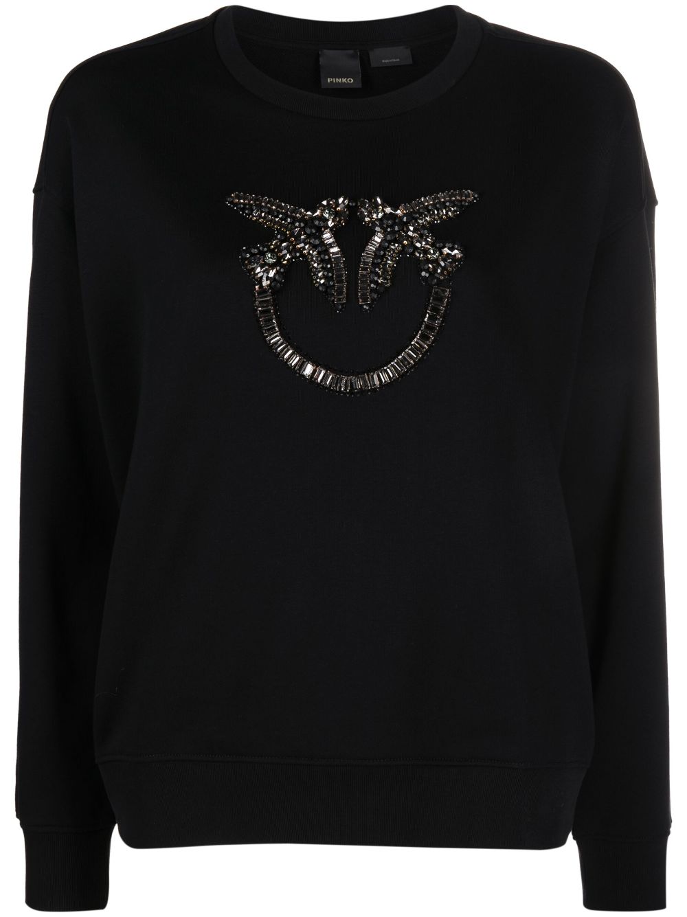 PINKO crystal-embellished Love Bird cotton sweatshirt - Black von PINKO