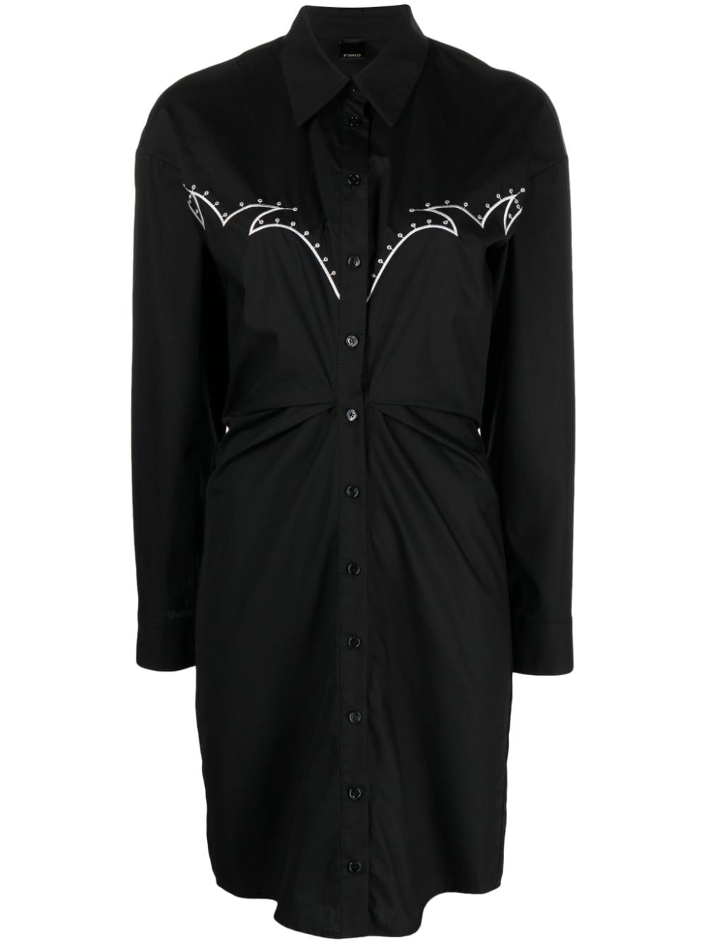 PINKO embroidered cotton shirt dress - Black von PINKO